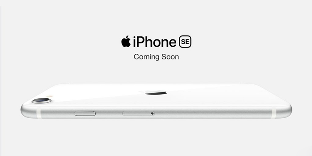white iphone SE on a white background text reads coming soon