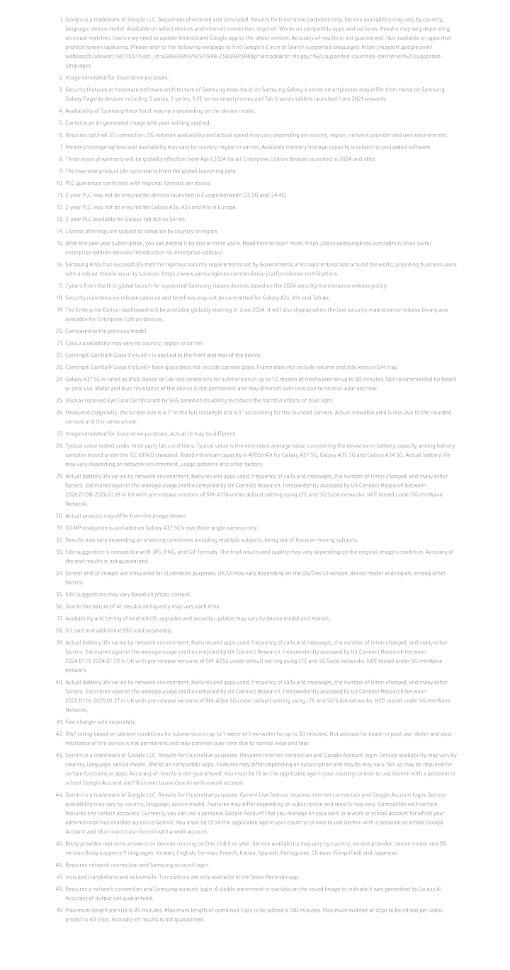 Samsung Galaxy A37 PDP