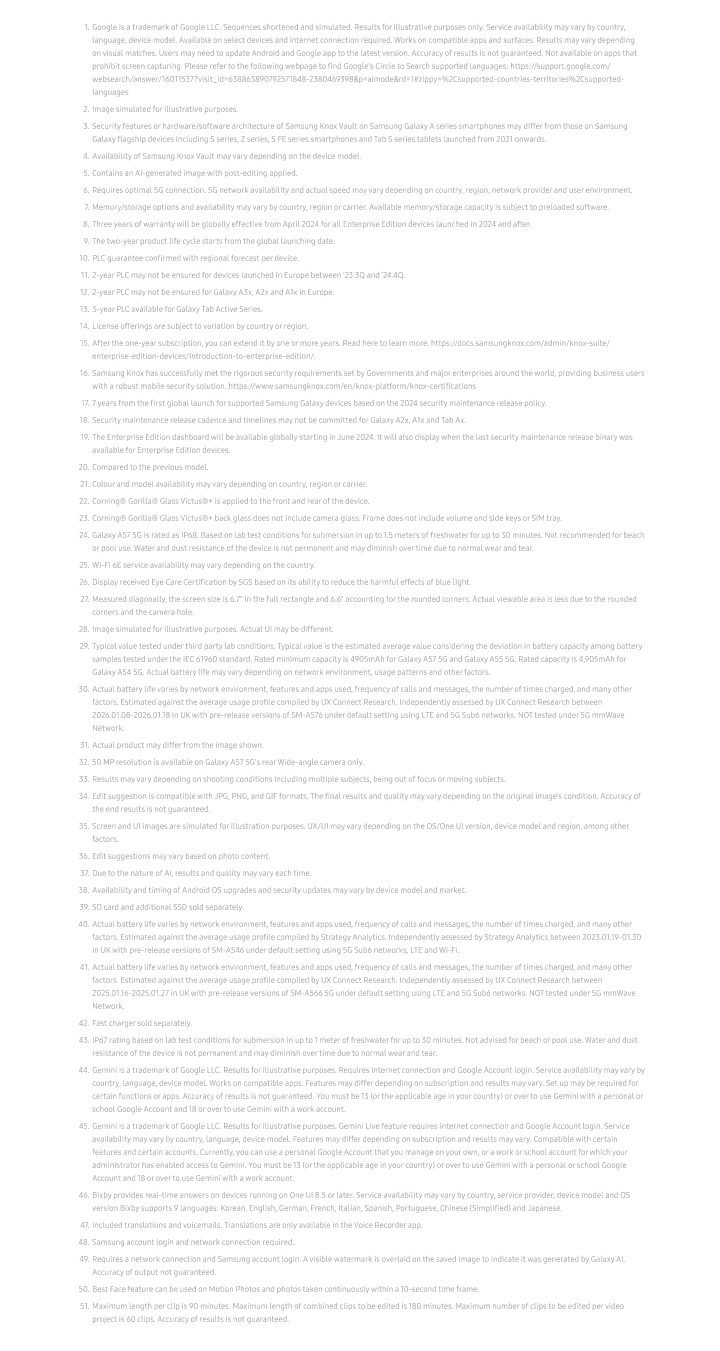 Samsung Galaxy A57 PDP River